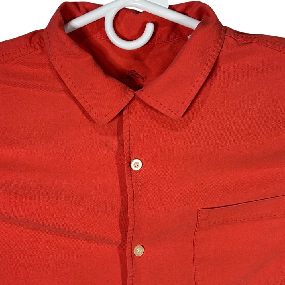 Tommy Bahama‎ Red Silk Button Down Shirt Mens Large Short Sleeve